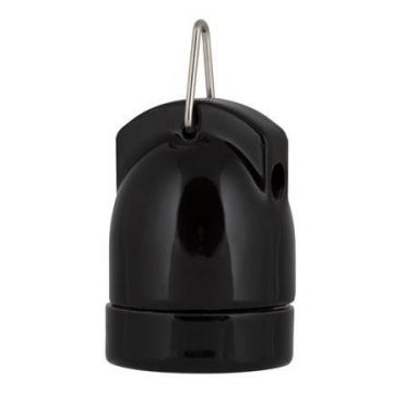 Bailey fixture porcelain E27 black + hook