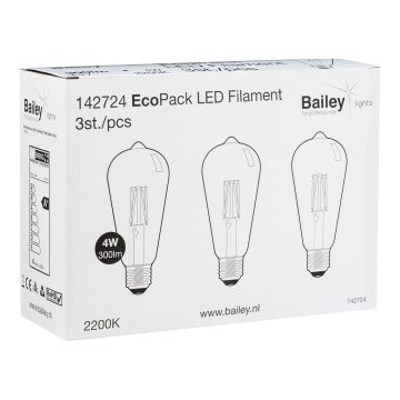 Bailey | 3x LED Tube bulb | E27  | 4W