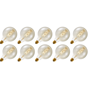 Lighto | LED Filament | Large Socket E27 | Globe Lamp | Gold | 125mm | 5W | Pack of 10