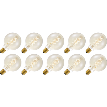 Lighto | LED Filament | Large Socket E27 | Globe Lamp | Gold | 95mm | 5W | Pack of 10