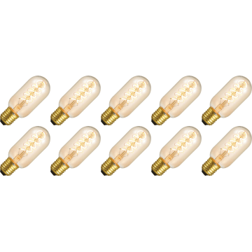 Lighto | LED Filament | Large Socket E27 | Tube Lamp | Gold | 45mm | 5W | Pack of 10