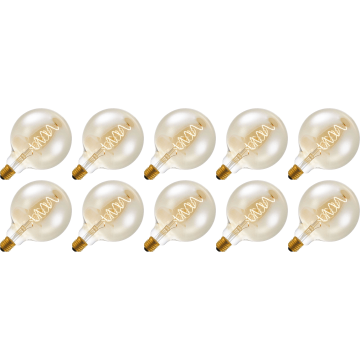 Lighto | LED Filament | Large Socket E27 | Globe Lamp | Gold | 125mm | 4W | Pack of 10