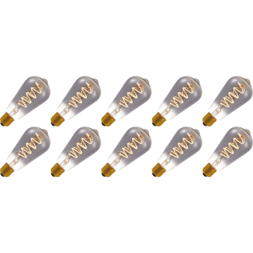 Lighto | LED Filament | Large Socket E27 | Edison Bulb | Black | 64mm | 4W | Pack of 10