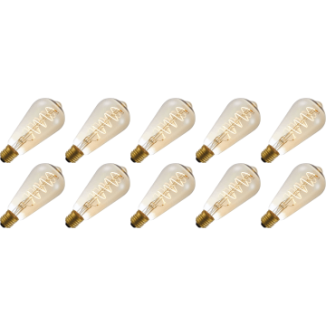 Lighto | LED Filament | Large Socket E27 | Edison Bulb | Gold | 64mm | 4W | Pack of 10