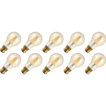 Lighto | LED Filament | Bayonet Socket B22d | Standard Bulb | Gold | 60mm | 4W | Pack of 10