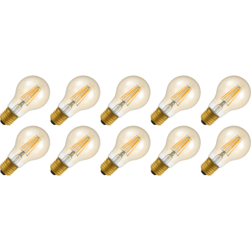 Lighto | LED Filament | Large Socket E27 | Standard Bulb | Gold | 60mm | 4W | Pack of 10