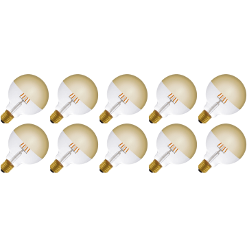 Lighto | LED Filament | Large Socket E27 | Globe Lamp | Gold | 95mm | 4W | 10 Pieces