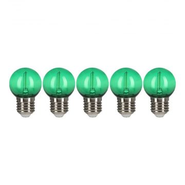 Bailey 5x Golf Ball Bulb Green | LED Filament 0,6W | Edison Screw E27 Plastic