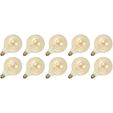 Lighto | LED Filament | Large Socket E27 | Globe Lamp | Gold | 125mm | 4W | Pack of 10