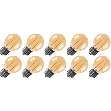 Lighto | LED Bulb | Large Socket E27 | Globe Bulb | Gold | 45mm | 1W | Pack of 10