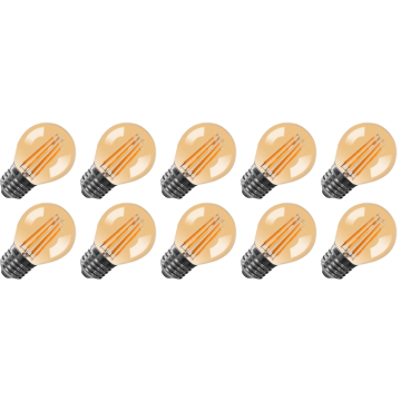 Lighto | LED Filament | Large Socket E27 | Globe Bulb | Gold | 45mm | 4W | 10 Pieces