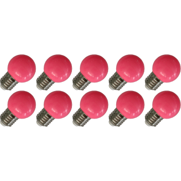 Lighto | LED Bulb | Large Socket E27 | Globe Bulb | Pink | 45mm | 1W | Pack of 10