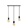 Calex | Retro Pendant | Rectangular 10x70cm ceiling plate | Black | 3xE27 socket | 2M cord